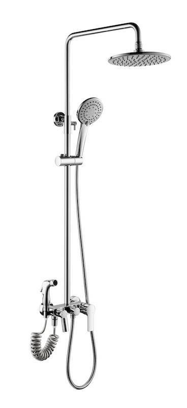 Exposed Mixer Shower System with Rainfall Showerhead & Hand Shower | Evanka