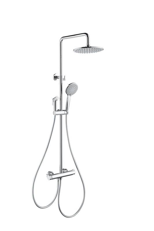 Shower Faucet with Overhead Rain Head and Handheld Spray