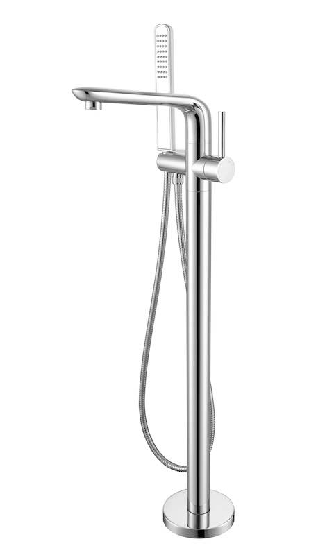 Freestanding Tub Faucet | Modern Round Chrome Freestanding Bathtub Faucet with Hand Shower for Bathroom | EVANKA