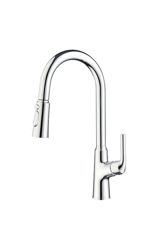 Pull-Down High Arc Kitchen Sink Faucet, Single Handle Pullout Sprayer Kitchen Faucet | EVANKA