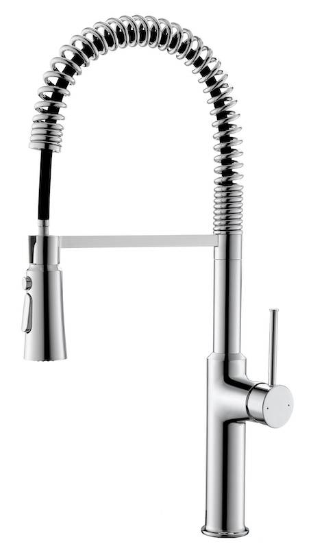 Pre-Rinse Spring Kitchen Faucet | Chrome Single Hole Dual Spray Tap | EVANKA