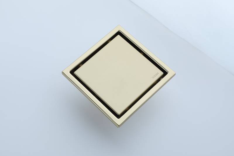 China Supplier SUS304 Tile-In Invisible Square Floor Drain, Brushed Gold Hidden Shower Drain | Evanka