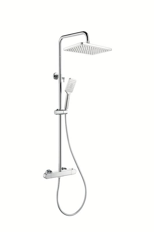 Thermostatic Shower Mixer Set with Square Rain Head | EVANKA